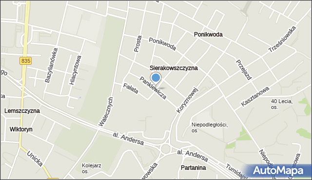 Lublin, Pankiewicza Józefa, mapa Lublina