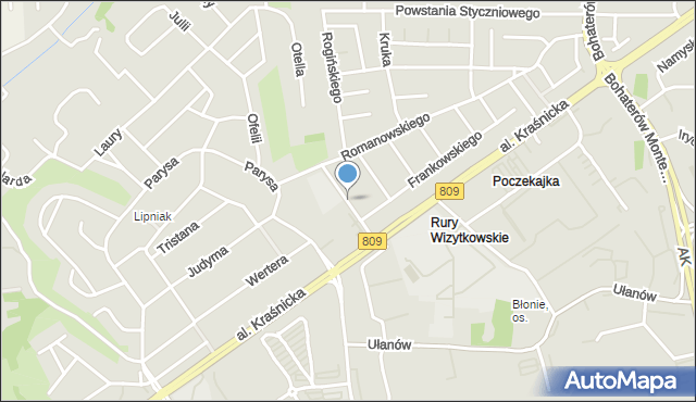 Lublin, Paśnikowskiego Baltazara, mapa Lublina