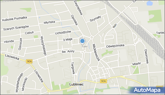 Lubliniec, Pasieczna, mapa Lubliniec