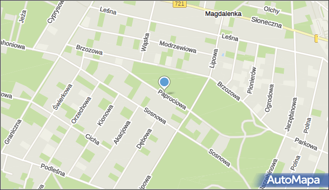 Magdalenka gmina Lesznowola, Paprociowa, mapa Magdalenka gmina Lesznowola