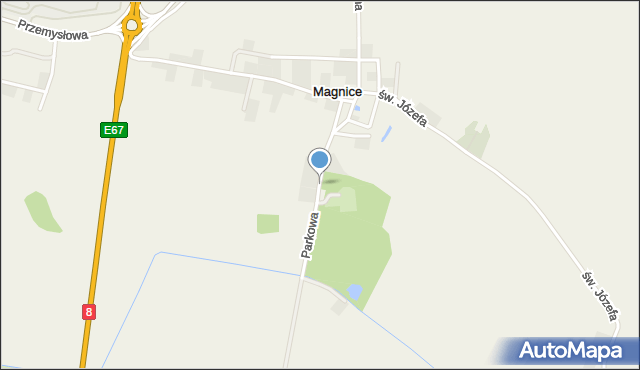 Magnice, Parkowa, mapa Magnice