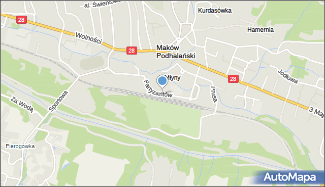 Maków Podhalański, Partyzantów, mapa Maków Podhalański