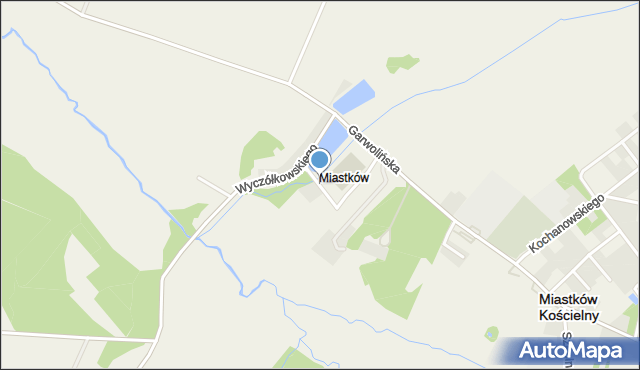 Miastków Kościelny, Parkowa, mapa Miastków Kościelny
