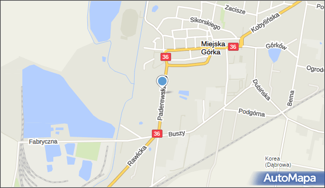 Miejska Górka, Paderewskiego Ignacego Jana, mapa Miejska Górka