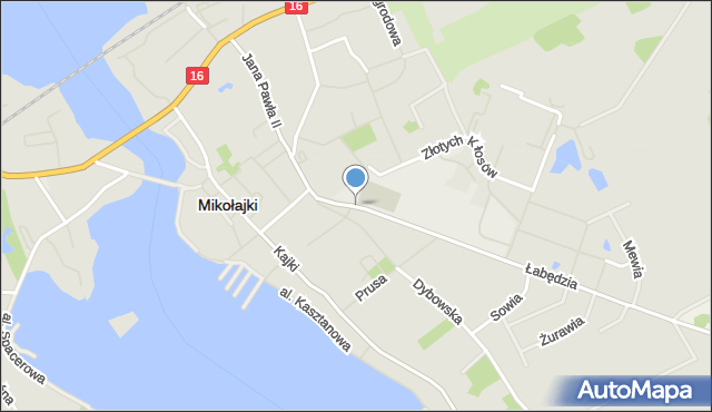 Mikołajki powiat mrągowski, Papieża Jana Pawła II, mapa Mikołajki powiat mrągowski