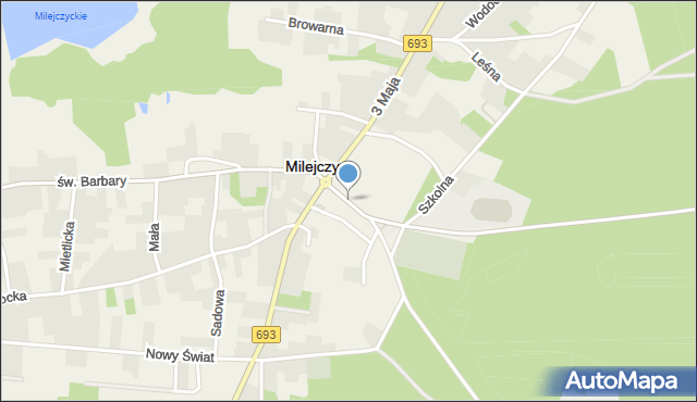 Milejczyce, Parkowa, mapa Milejczyce