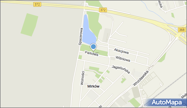 Mirków gmina Długołęka, Parkowa, mapa Mirków gmina Długołęka