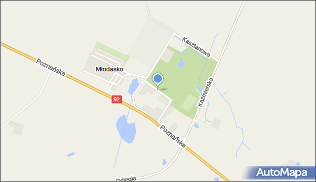 Młodasko, Parkowa, mapa Młodasko