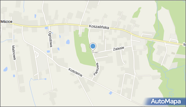Mścice, Parkowa, mapa Mścice