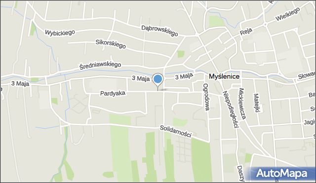 Myślenice, Pardyaka Stanisława, mapa Myślenice