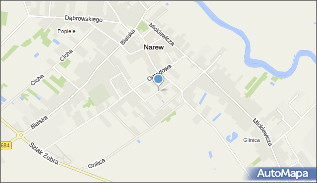 Narew, Palmowa, mapa Narew