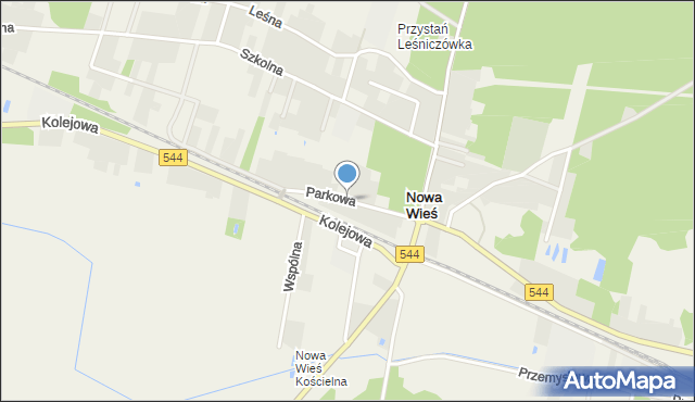 Nowa Wieś gmina Olszewo-Borki, Parkowa, mapa Nowa Wieś gmina Olszewo-Borki