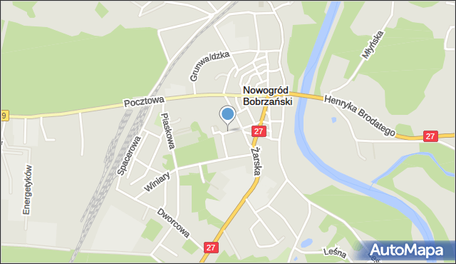 Nowogród Bobrzański, Parkowa, mapa Nowogród Bobrzański