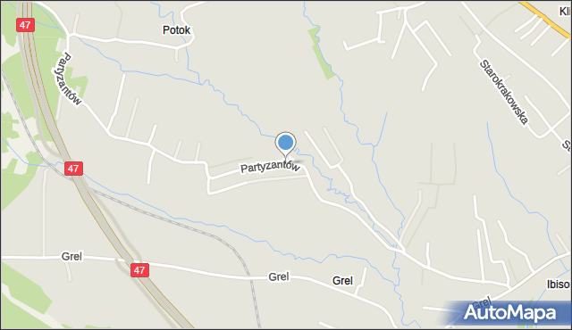 Nowy Targ, Partyzantów, mapa Nowego Targu