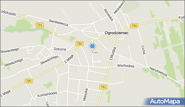 Ogrodzieniec powiat zawierciański, Paderewskiego Ignacego Jana, mapa Ogrodzieniec powiat zawierciański