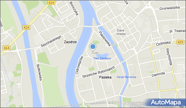 Opole, Pasaż Grygolunasa i Święcickiego, mapa Opola