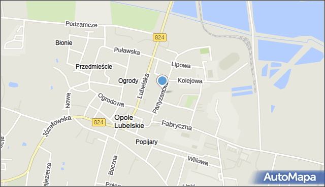 Opole Lubelskie, Partyzancka, mapa Opole Lubelskie