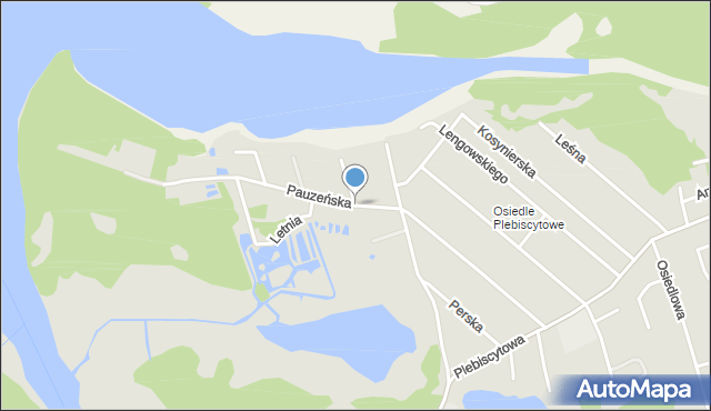 Ostróda, Pauzeńska, mapa Ostróda