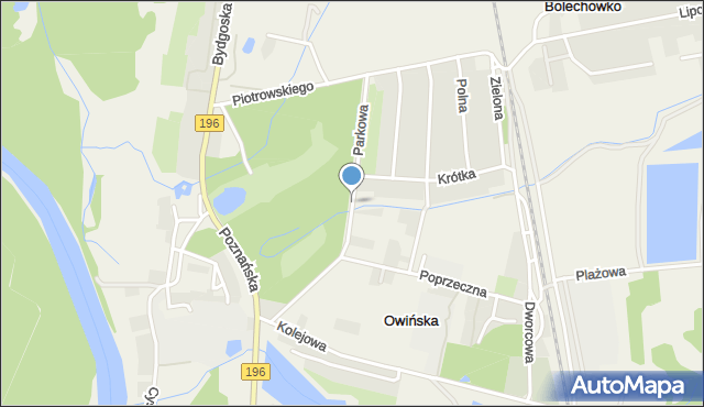 Owińska, Parkowa, mapa Owińska