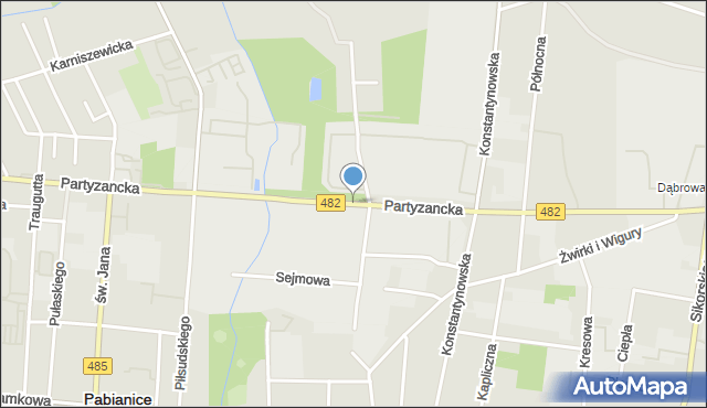 Pabianice, Partyzancka, mapa Pabianic