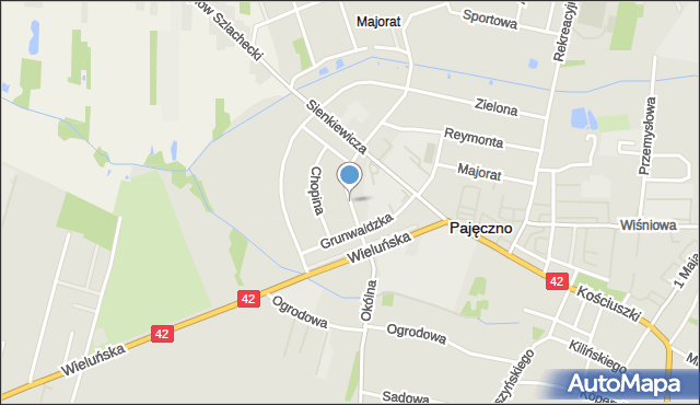 Pajęczno, Paderewskiego Ignacego Jana, mapa Pajęczno