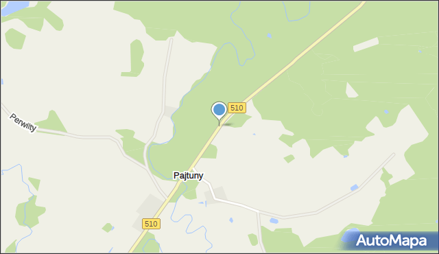 Pajtuny gmina Pieniężno, Pajtuny, mapa Pajtuny gmina Pieniężno