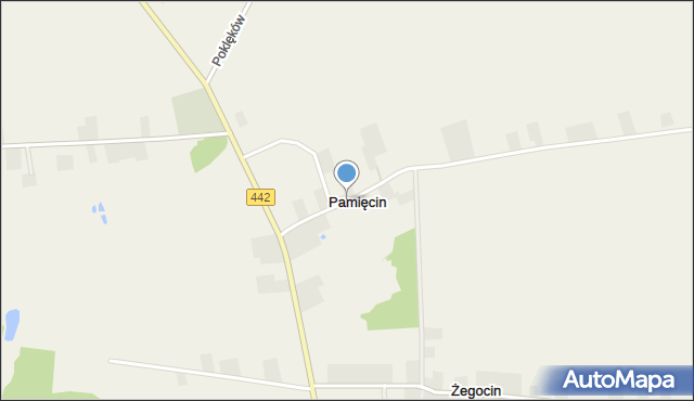 Pamięcin gmina Blizanów, Pamięcin, mapa Pamięcin gmina Blizanów