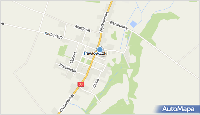 Pawłowiczki, Parkowa, mapa Pawłowiczki