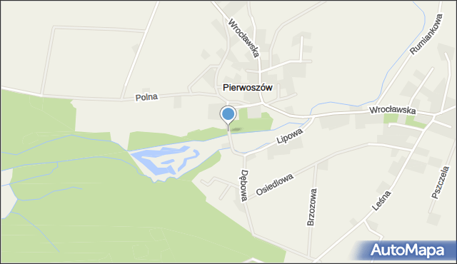 Pierwoszów, Parkowa, mapa Pierwoszów