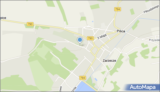 Pilica powiat zawierciański, Partyzantów, mapa Pilica powiat zawierciański