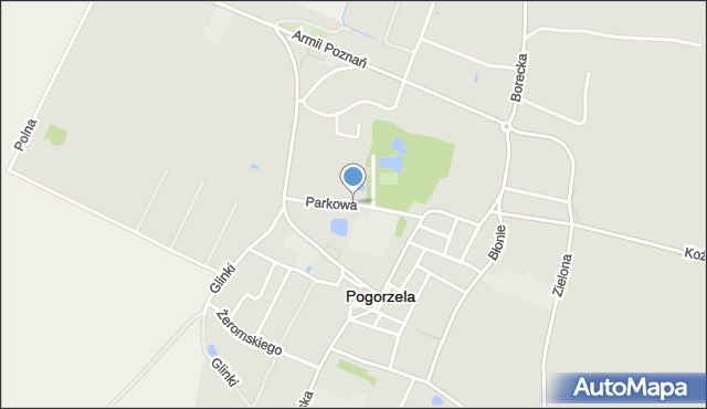 Pogorzela powiat gostyński, Parkowa, mapa Pogorzela powiat gostyński