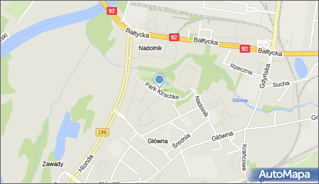 Poznań, Park Kirschke Tadeusza, ks., mapa Poznania