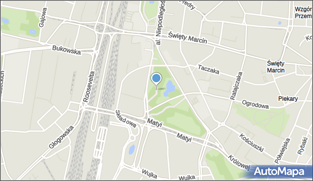 Poznań, Park Marcinkowskiego Karola, mapa Poznania