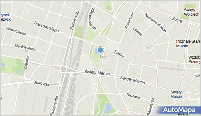 Poznań, Park Mickiewicza Adama, mapa Poznania