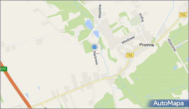 Promna, Parkowa, mapa Promna