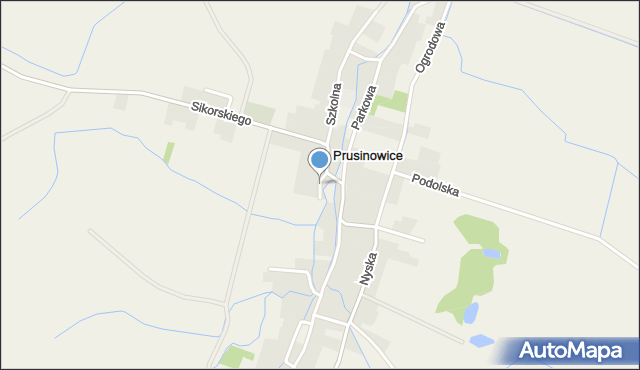 Prusinowice gmina Pakosławice, Partyzantów, mapa Prusinowice gmina Pakosławice