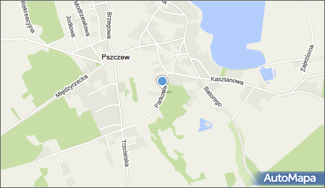 Pszczew, Parkowa, mapa Pszczew