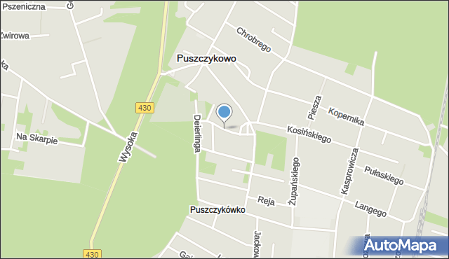 Puszczykowo powiat poznański, Parkowa, mapa Puszczykowo powiat poznański