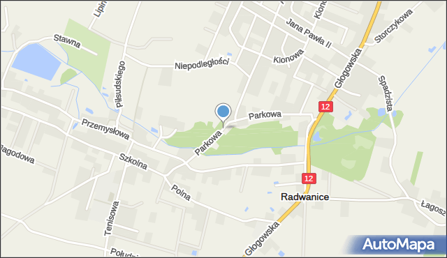 Radwanice powiat polkowicki, Parkowa, mapa Radwanice powiat polkowicki