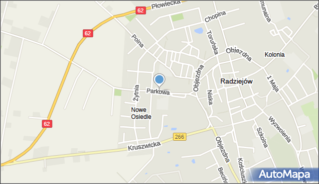 Radziejów, Parkowa, mapa Radziejów