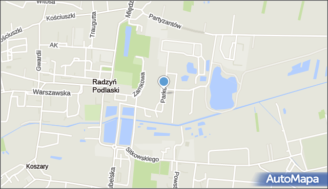 Radzyń Podlaski, Parkowa, mapa Radzyń Podlaski