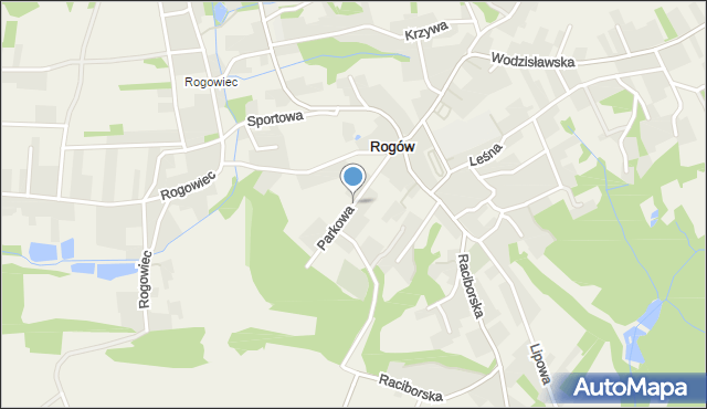 Rogów gmina Gorzyce, Parkowa, mapa Rogów gmina Gorzyce