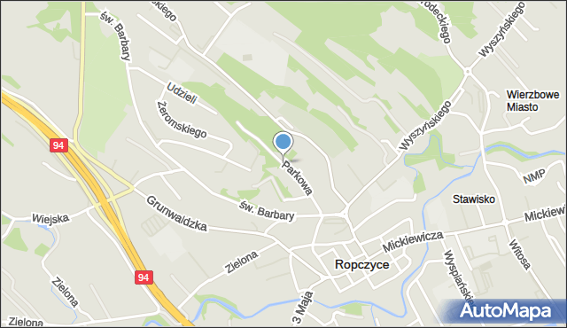 Ropczyce, Parkowa, mapa Ropczyce