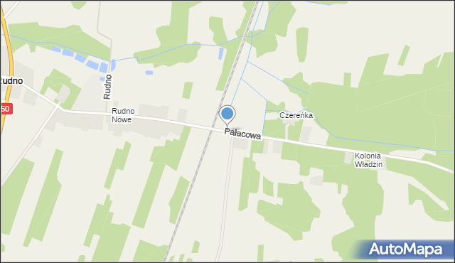 Rudno gmina Kołbiel, Pałacowa, mapa Rudno gmina Kołbiel