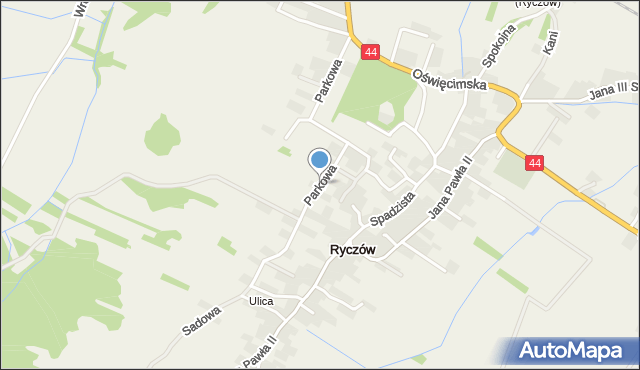 Ryczów gmina Spytkowice, Parkowa, mapa Ryczów gmina Spytkowice