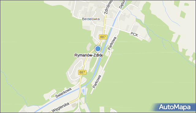 Rymanów-Zdrój, Park Obrońców Westerplatte, mapa Rymanów-Zdrój