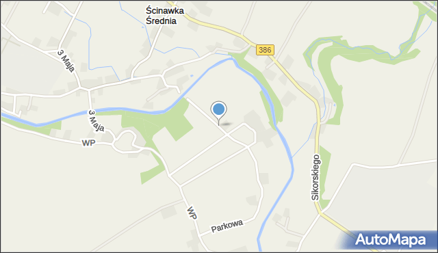 Ścinawka Średnia, Parkowa, mapa Ścinawka Średnia