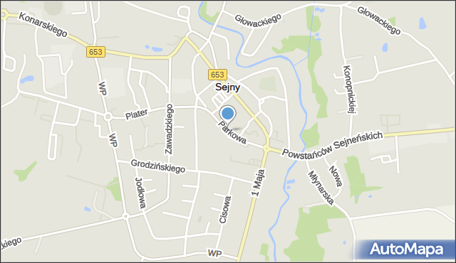 Sejny, Parkowa, mapa Sejny