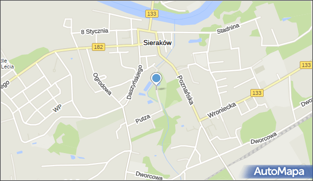 Sieraków powiat międzychodzki, Park św. Jana Pawła II, mapa Sieraków powiat międzychodzki