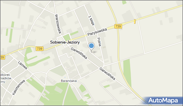 Sobienie-Jeziory, Partyzantów, mapa Sobienie-Jeziory